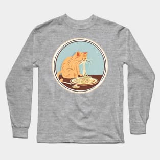 Cat Slurpin' Spaghetti Long Sleeve T-Shirt